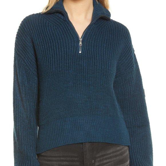 BDG Urban Outfitters Fisherman Half Zip Sweater Blue Size Large NWT 4171 - Picture 1 of 6